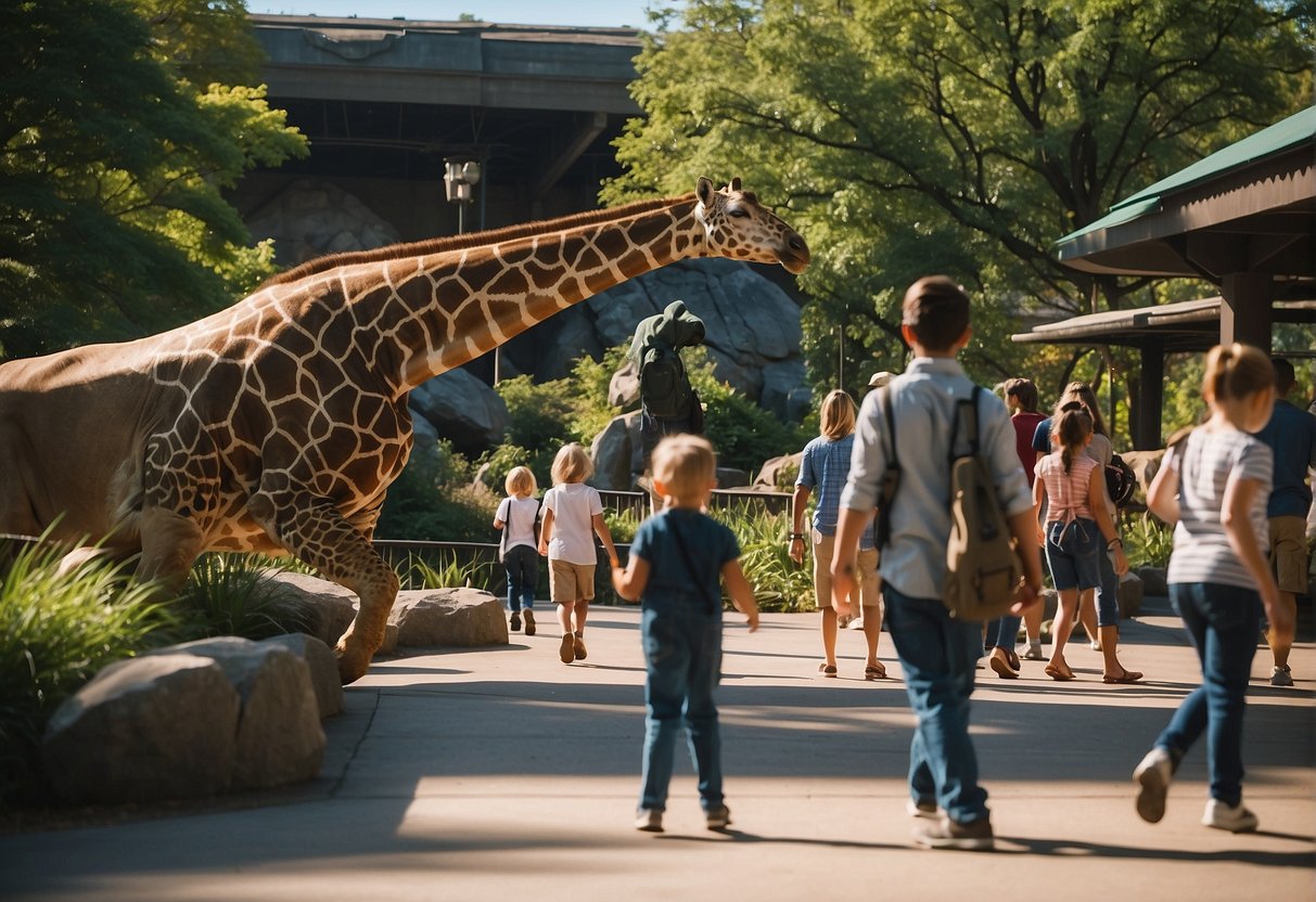 Families stroll through Cincinnati Zoo, kids marvel at exotic animals, while others explore the interactive exhibits at the Cincinnati Museum Center