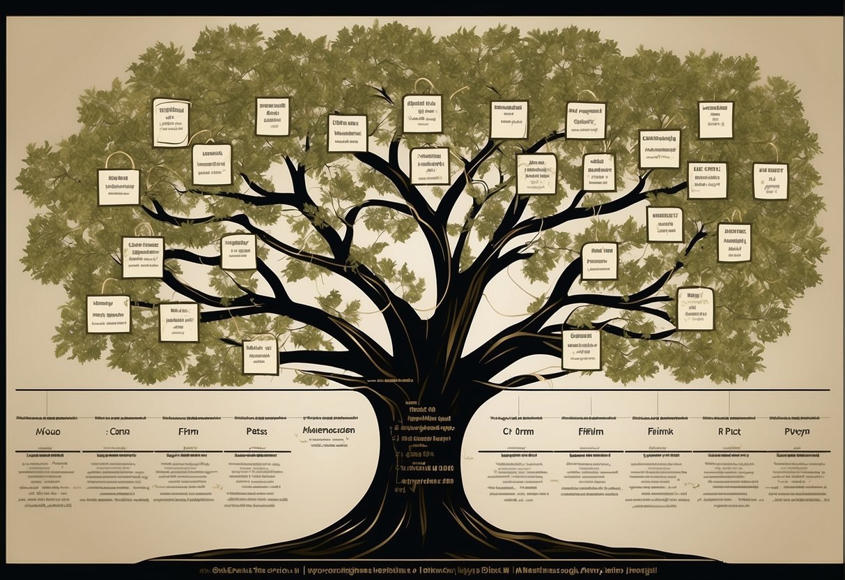 A family tree chart with labeled relationships, showing the connection between "nephew" and "nephew's child."