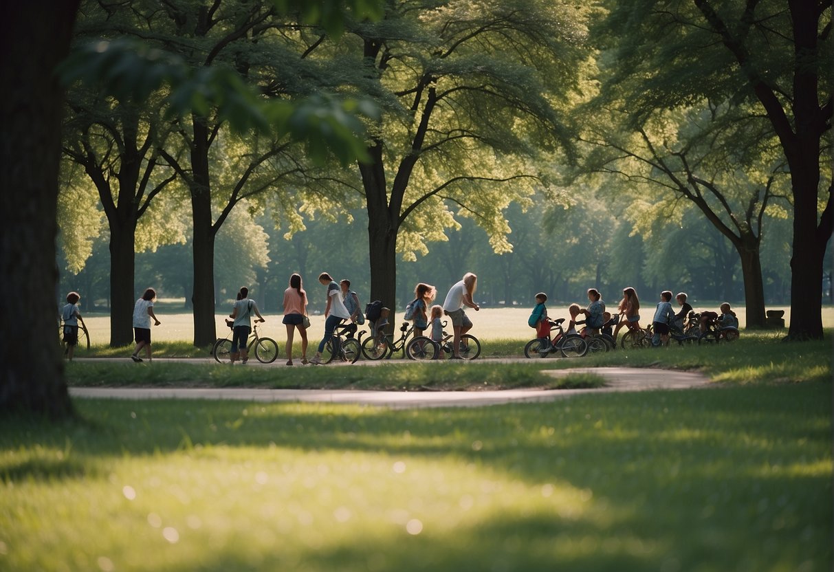 Families enjoying picnics, biking, and playing in Chicago's parks and nature reserves