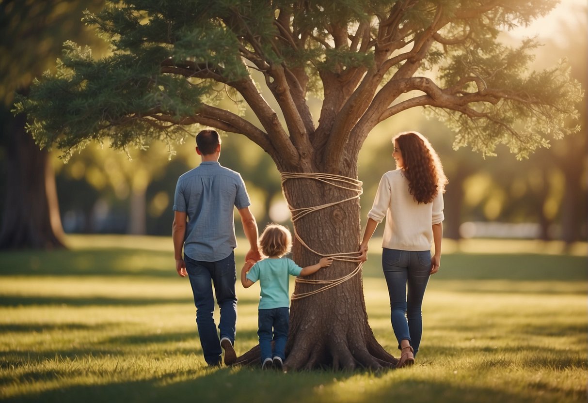 A family tree with interconnected branches symbolizing the relationship between cousins and their children